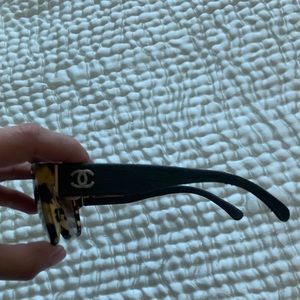 Chanel Brown Tortoise Denim Blue Sunglasses